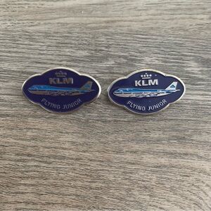 Vintage Set of Blue KLM Metal Flying Junior Pins Airline Airplane Collect
